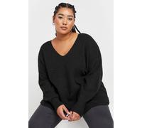 V-Neck Balloon Sleeve Jumper Yours Black 22-24