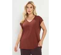 Yours Curve Rust Orange V-Neck Basic T-Shirt - Women's - Plus Size Curve