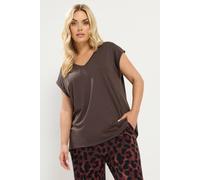 Yours Curve Chocolate V-Neck Basic T-Shirt - Women's - Plus Size Curve