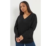 Yours Curve V-Neck Knitted Jumper - Women's - Plus Size Curve Black