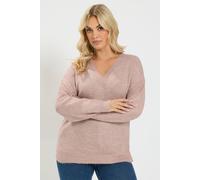 Yours Women's V-Neck Soft Touch Jumper in Light Pink | Size: 26/28