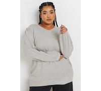 Yours Curve Heavyweight Jersey V-Neck Top - Women's - Plus Size Curve Grey