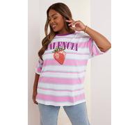 Yours 'valencia' Slogan Stripe T-Shirt In Pink Pink 30-32