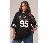 Yours Varsity Oversized T-Shirt In Black Black 26-28