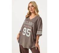 Yours Curve Mocha '95 Milano' Boxy T-Shirt - Women's - Plus Size Curve