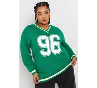 Yours Women's Varsity Sweatshirt in Green | Size: 22-24 Yours Green 22-24
