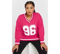 Yours Curve Hot '96' Slogan Varsity Sweatshirt - Women's - Plus Size Curve Pink