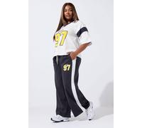 Yours Varsity Wide Leg Joggers In Mid Navy Mid Navy 14