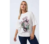 Yours Women's 'Veg Garden' Graphic Boxy T-Shirt in White | Size: 16