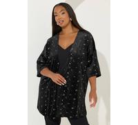 Yours Velour Star Kimono In Black Black 30-32