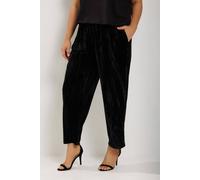 Yours Women's Velvet Barrel Leg Trousers in Black | Size: 22/24R