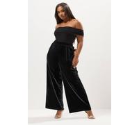 Yours Women's Velvet Palazzo Trousers in Black | Size: 18 Yours Black 18