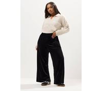 Yours Velvet Palazzo Trousers In Black Black 26-28