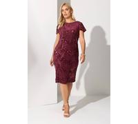 Yours Velvet Sequin Shift Dress In Dark Red Dark Red 24