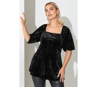 Yours London Curve Velvet Square Neck Top - Women's - Plus Size Curve Black