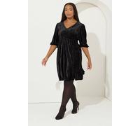 Yours Curve Crushed Velour Mini Dress - Women's - Plus Size Curve Black