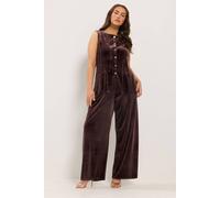 Yours Women's Velvet Wide Leg Trousers in Brown | Size: 18R Yours Brown 18R