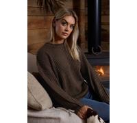 Yours Curve Brown Waffle Knit Jumper - Women's - Plus Size Curve