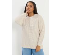 Yours Women's Waffle Knit Jumper in Ivory | Size: 26-28 Yours Ivory 26-28