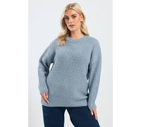 Yours Curve Light Waffle Knit Jumper - Women's - Plus Size Curve Blue