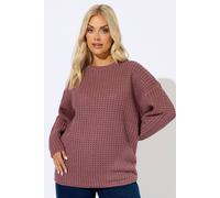 Yours Waffle Knit Jumper In Pink Pink 22-24