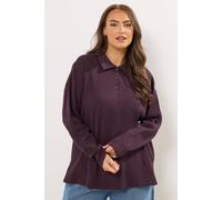 Yours Women's Waffle Rugby Collar Top in Purple | Size: 18 Yours Purple 18