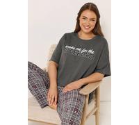 Yours 'wake Me For The Weekend' Pyjama Top In Grey Grey 14-16