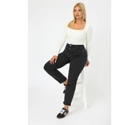 Yours Women's Wash Denim Boyfriend Jeans in Black | Size: 16 Yours Black 16