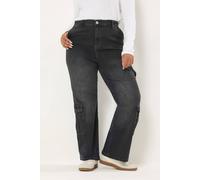 Yours Washed Effect Cargo Jeans In Black Black 14