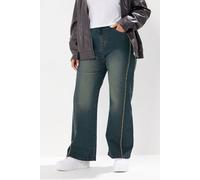 Yours Washed Fray Seam Wide Leg Jeans In Blue Blue 16