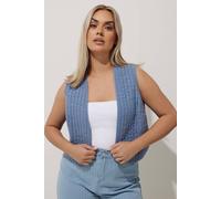 Yours Washed Quilted Waistcoat In Blue Blue 16