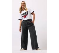 Yours Washed Wide Leg Jeans In Black Black 16