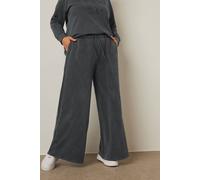 Yours Curve Charcoal Washed Wide Leg Joggers - Women's - Plus Size Curve