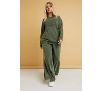 Yours Curve Green Washed Wide Leg Joggers - Women's - Plus Size Curve