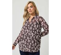 Yours Women's Watercolour Animal Shirt in Brown | Size: 30/32