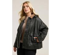 Yours Women's Waxed Parka Coat in Black | Size: 22-24 Yours Black 22-24