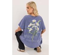 Yours 'wellness' Daisy Back Print T-Shirt In Blue Blue 18