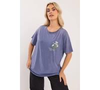 Yours Curve 'Wellness' Daisy Back Print T-Shirt - Women's - Plus Size Curve Blue