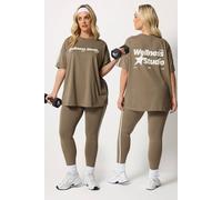 Yours Women's 'Wellness Studio' Active T-Shirt in Light Brown | Size: 16 Yours Light Brown 16