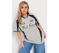 Yours 'west Coast' Slogan Collared Top In Grey Grey 20