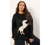 Yours Women's Western Horse Jumper in Black | Size: 22-24 Yours Black 22-24