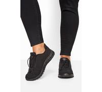 Yours Curve Plus Size - Embellished Drawcord Memory Foam Comfort Trainers in Wide E Fit & Extra Wide Eee Fit - Women's Black 7EEE
