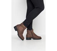 Yours Wide & Extra Wide Fit Faux Leather Buckle Ankle Boots In Brown Brown 9EEE
