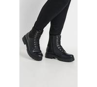 Yours Wide Fit & Extra Wide Fit Lace Up Chunky Boots In Black Black 4E