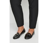 Yours Wide Fit Faux Leather Loafers In Black Black 5EEE