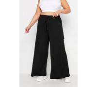 Yours Curve Jersey Wide Leg Cargo Trousers - Women's - Plus Size Curve Black