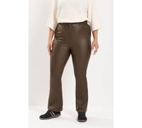 Yours Wide Leg Coated Flare Trousers In Chocolate Chocolate