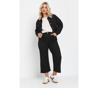 Yours Curve Wide Leg Cropped Denim Jeans - Women's - Plus Size Curve Black