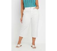 Yours Curve Wide Leg Cropped Denim Jeans - Women's - Plus Size Curve White