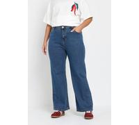 Yours Curve Mid Wide Leg Denim Jeans - Women's - Plus Size Curve Blue